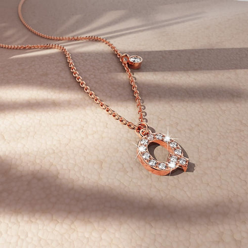 Solid 925 Sterling Silver Initial Crystal Personalised Alphabet Letter Necklace Rose Gold Filled